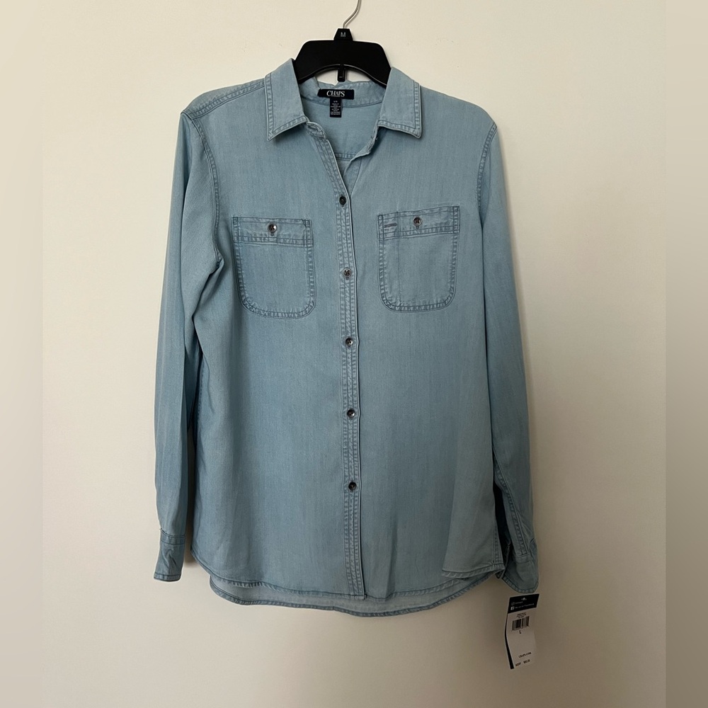 NWT Men’s Chaps light blue Button-Up long sleeve shirt size L